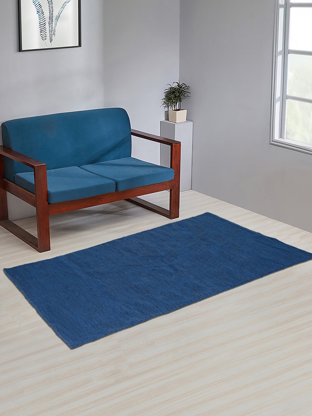 

Fabindia Siyahi Blue Woven Cotton Rectangular Dhurrie