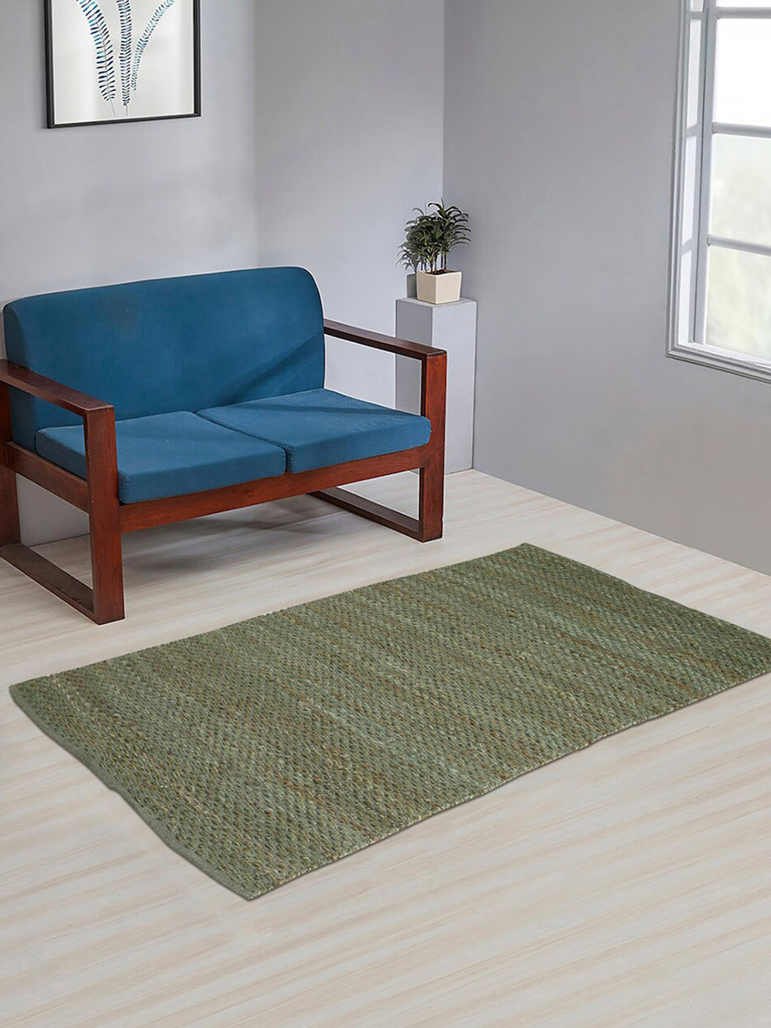 

Fabindia Khus Green Woven Jute Rectangular Dhurrie