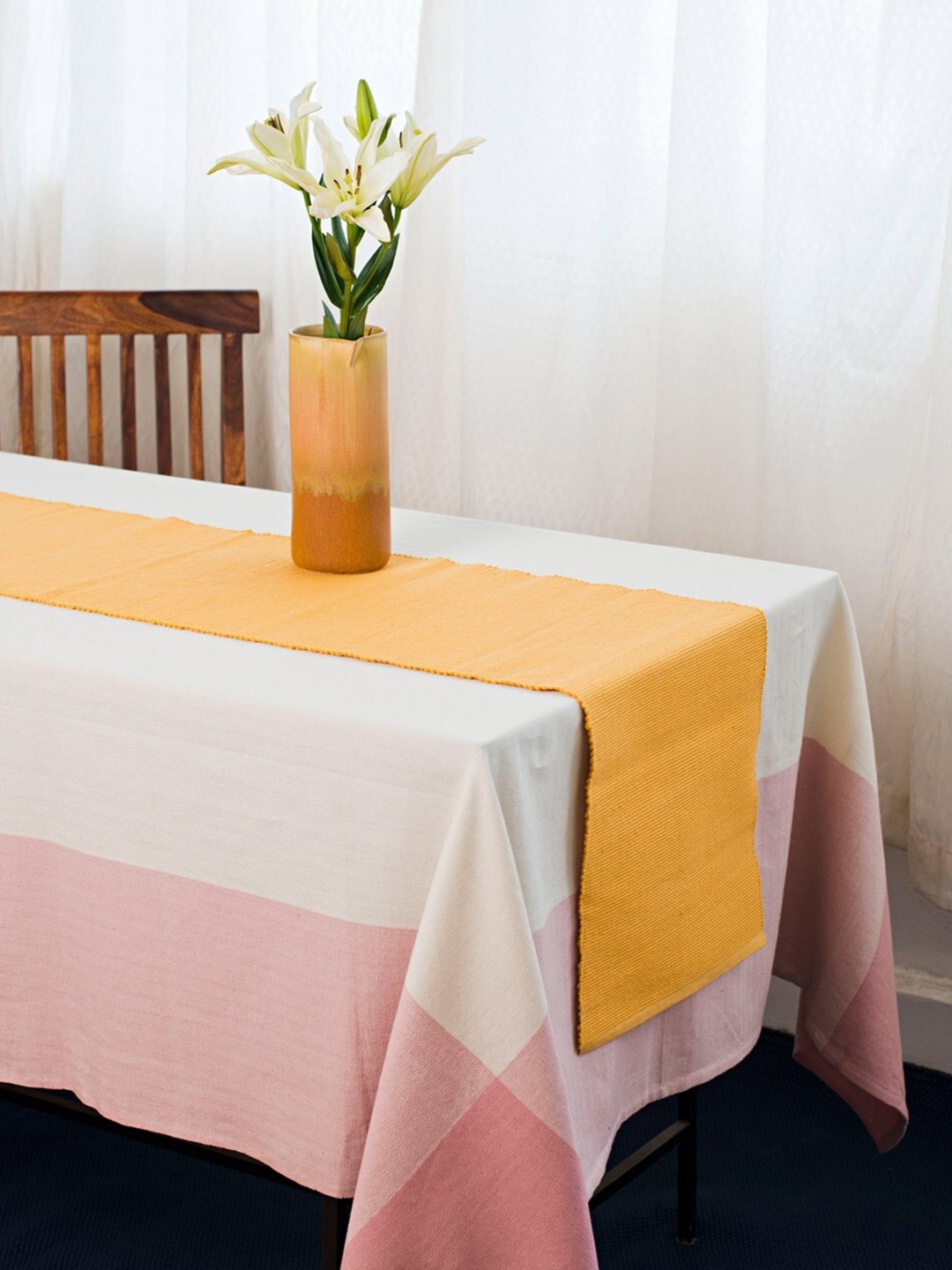 

Fabindia Yellow Striped Prithi Cotton Table Runner
