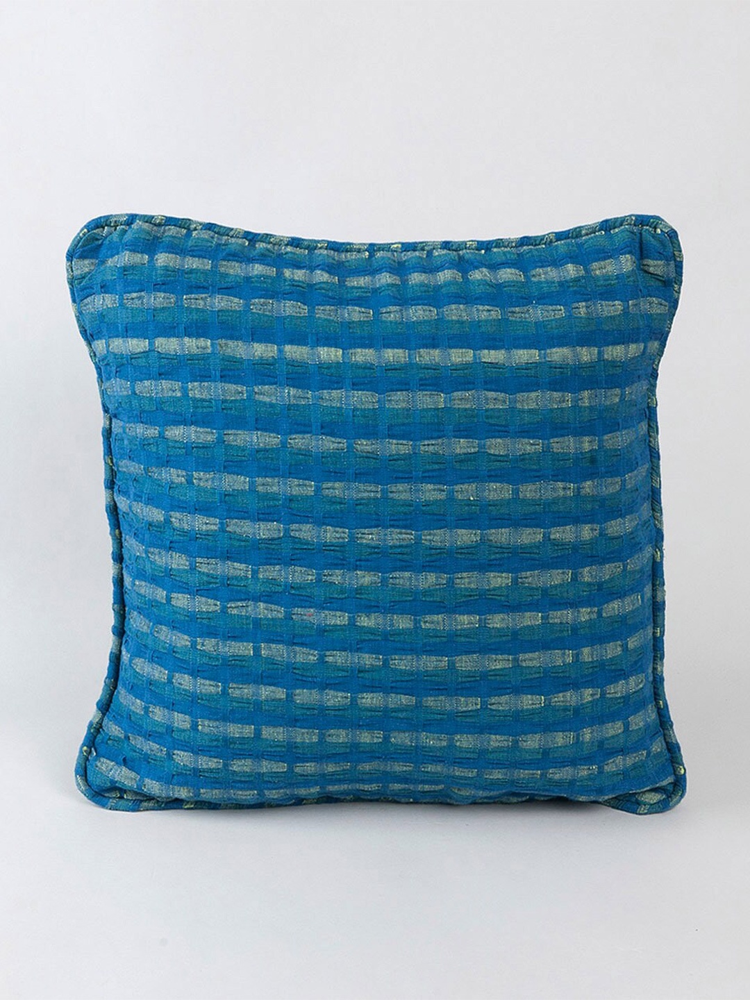 

Fabindia Blue & Green Striped Square Cushion Cover