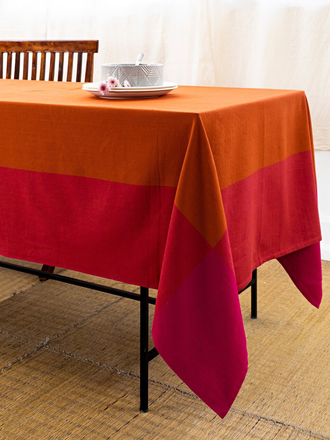 

Fabindia Adesh Orange-Colored & Red Cotton 4-Seater Table Cover