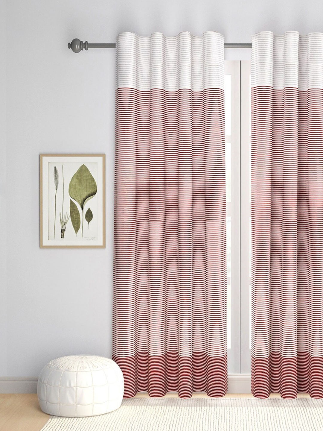 

Fabindia Red & White Striped Cotton Window Curtain
