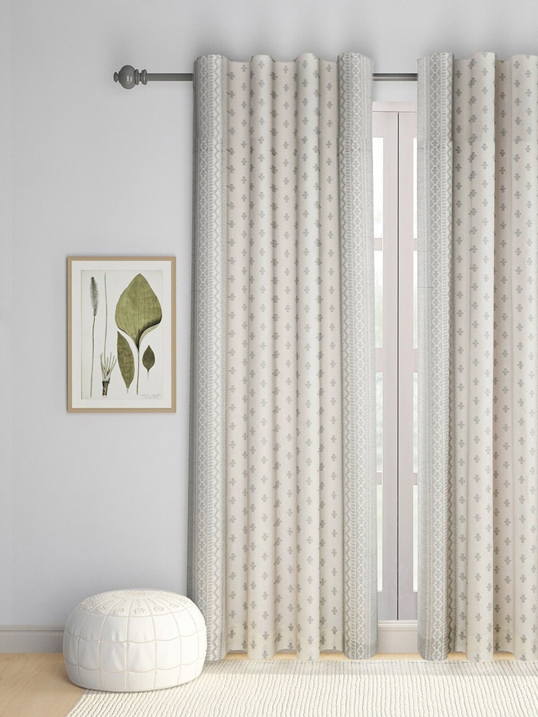 

Fabindia Beige & Grey Ethnic Motifs Cotton Door Curtain