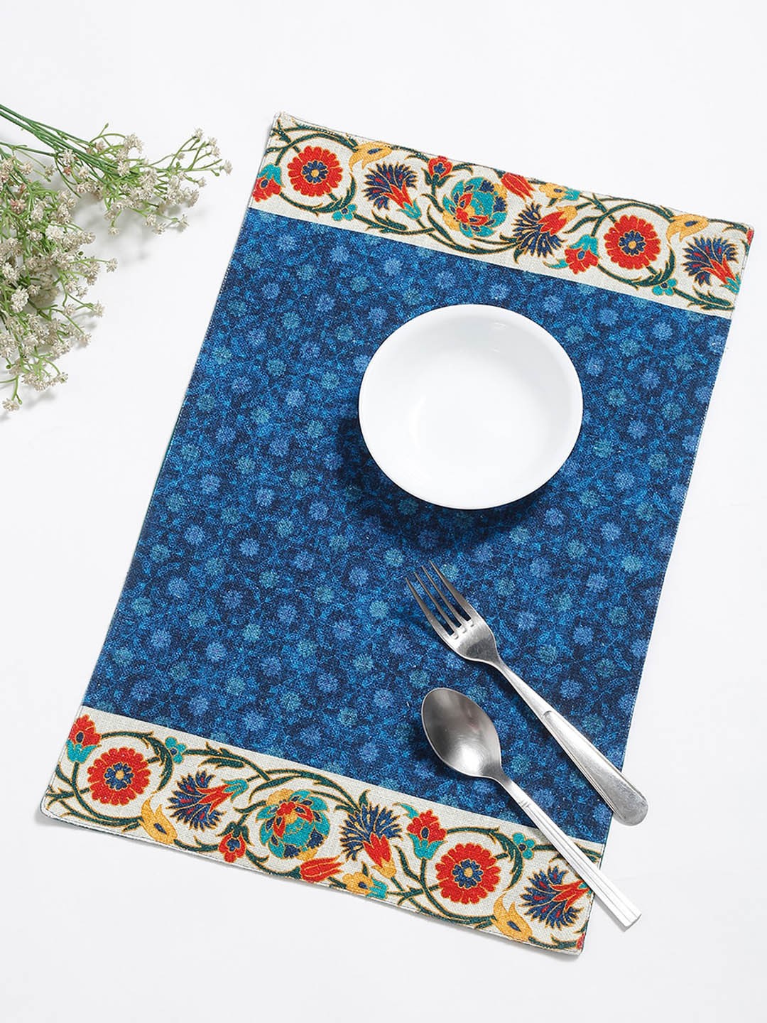 

Fabindia Blue 2 Pieces Printed Cotton Table Placemats