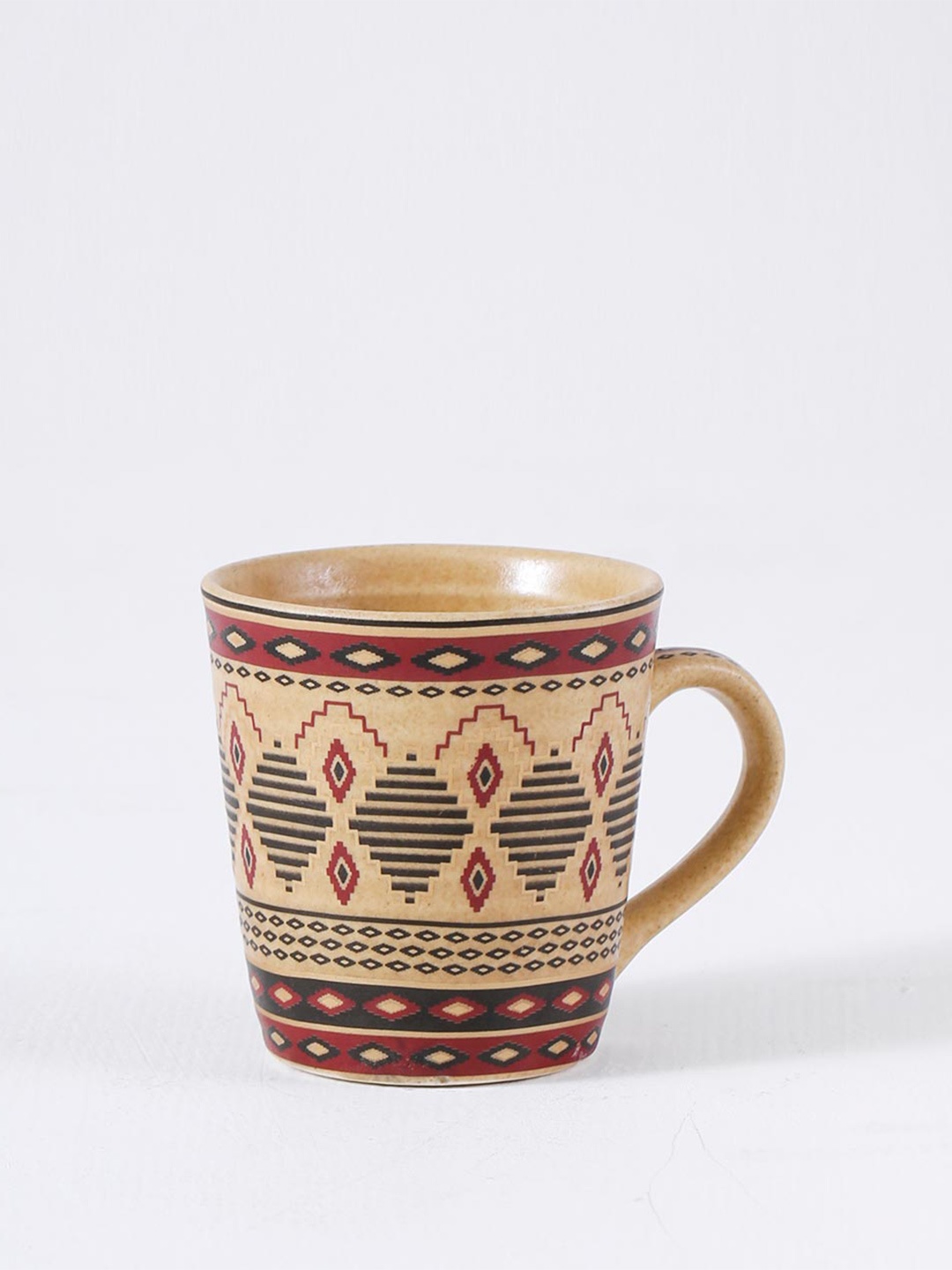 

Fabindia Rega Brown Geometric Printed Ceramic Matte Coffee Mug 100 ml