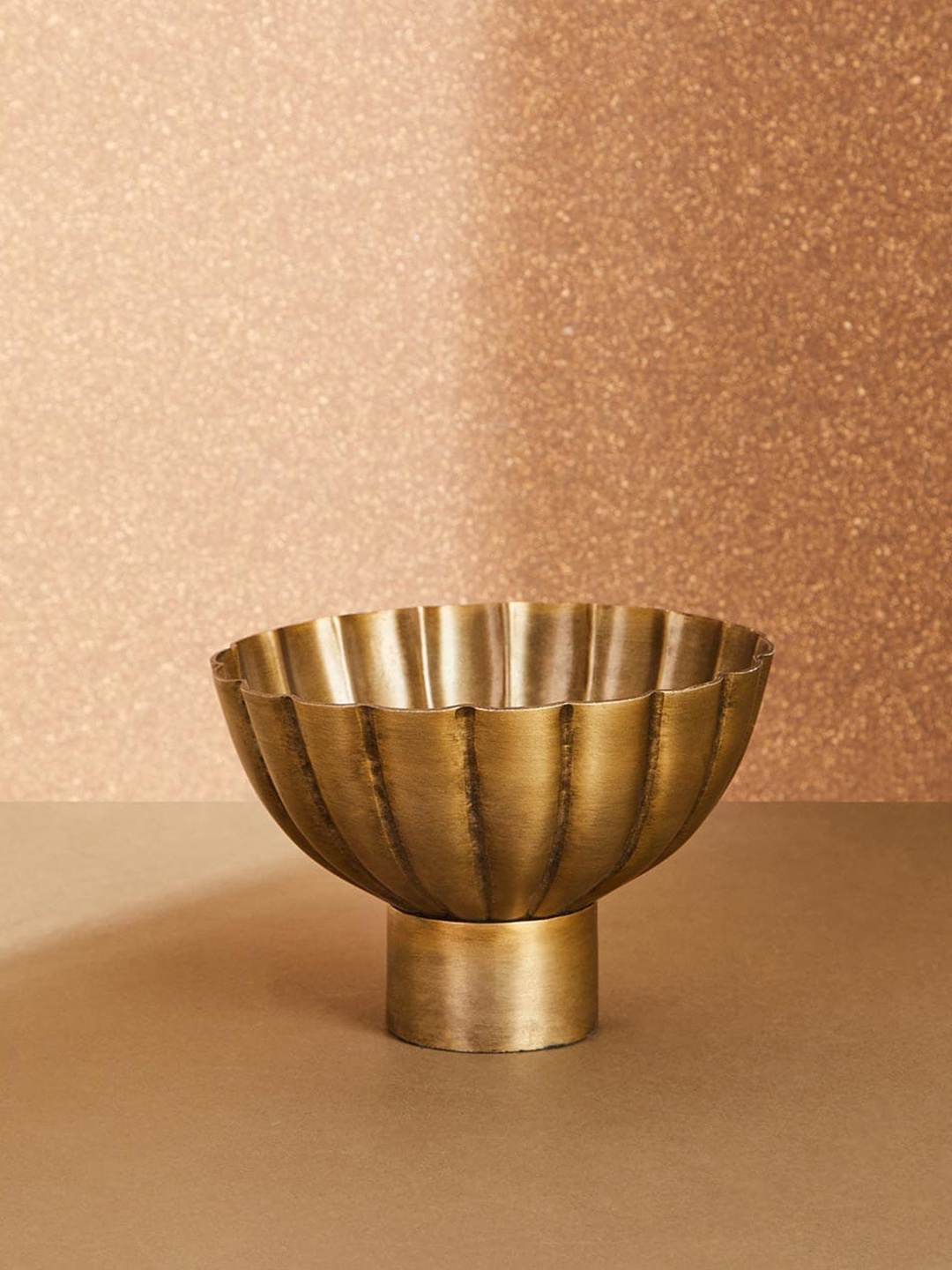 

Fabindia Brass Scalloped Large Decor Bowl, Gold