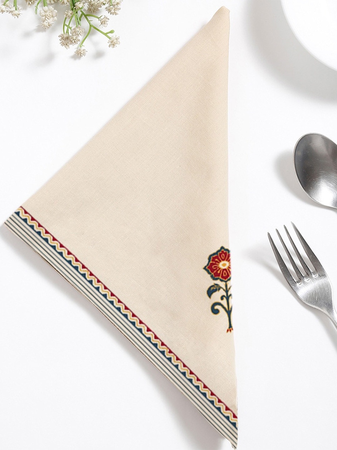 

Fabindia Beige 6 Pieces Printed Cotton Table Napkins