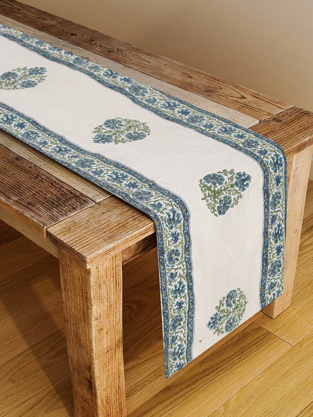 

Fabindia Rust Beige & Blue Ethnic Motif Printed Aanya Cotton Table Runner