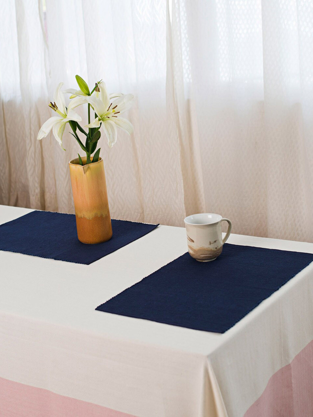

Fabindia Blue 4 Pieces Ribbed Cotton Table Placemats