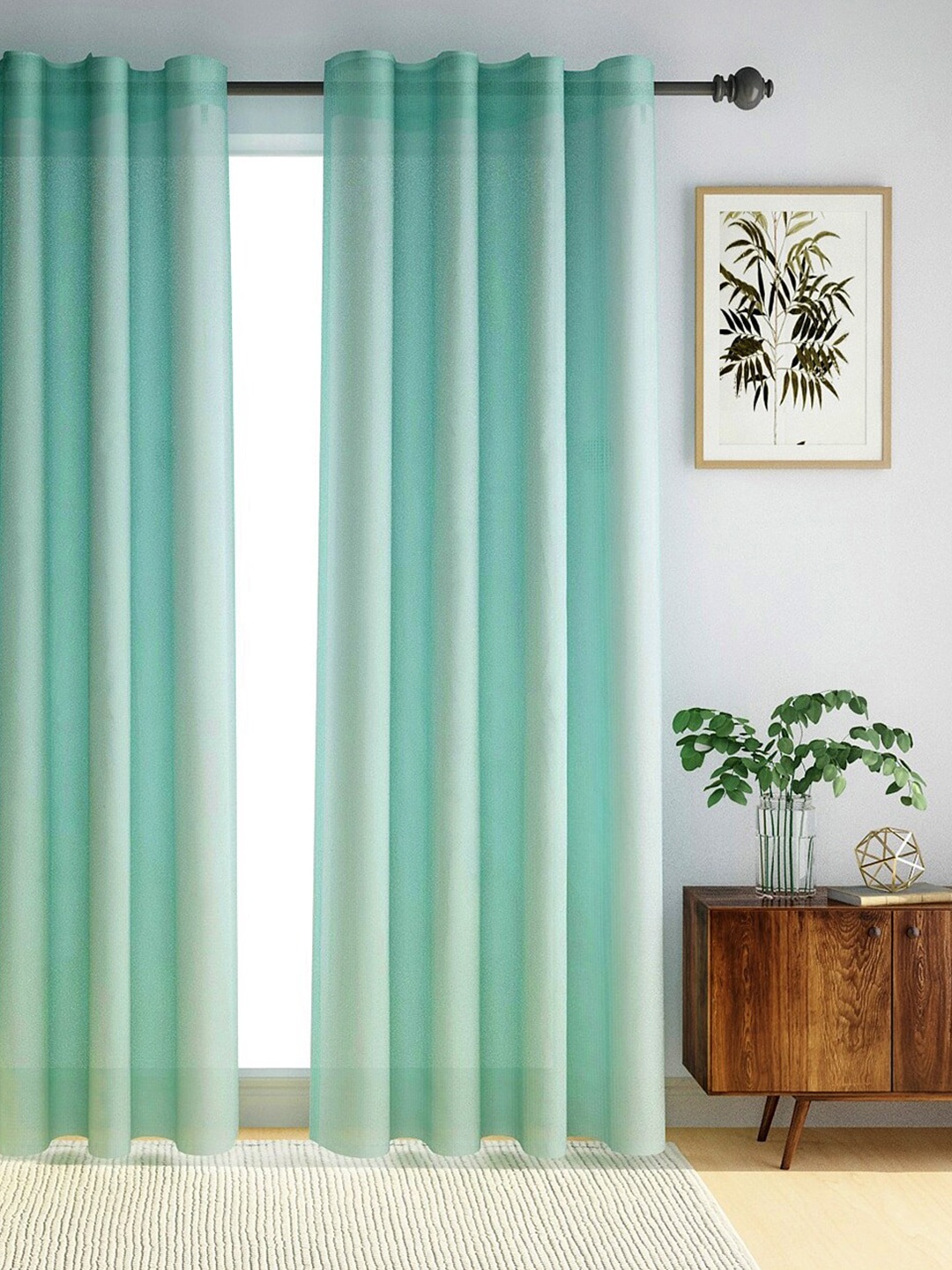

Fabindia Turquoise Blue Geometric Cotton Room Darkening Door Curtain