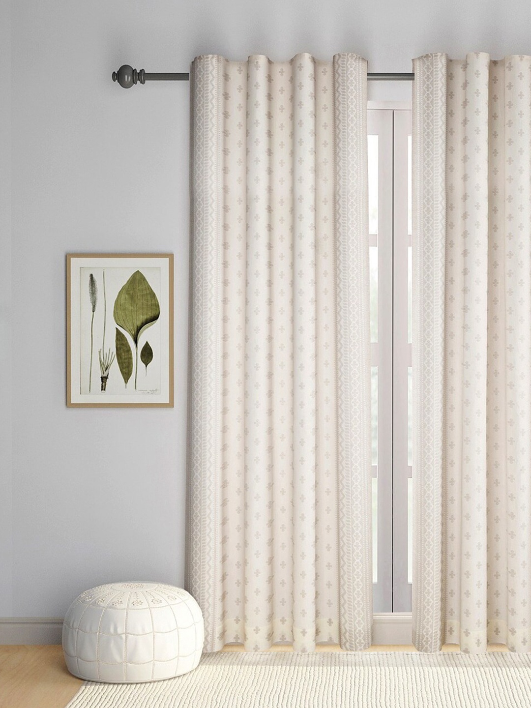 

Fabindia Beige & Grey Ethnic Motifs Cotton Window Curtain