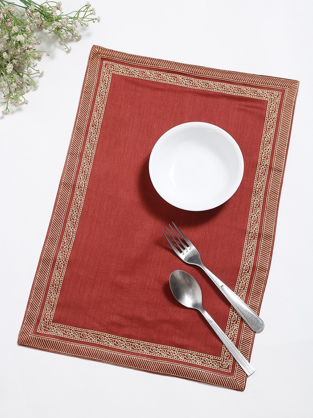 

Fabindia Red 6 Pieces Printed Cotton Table Placemats