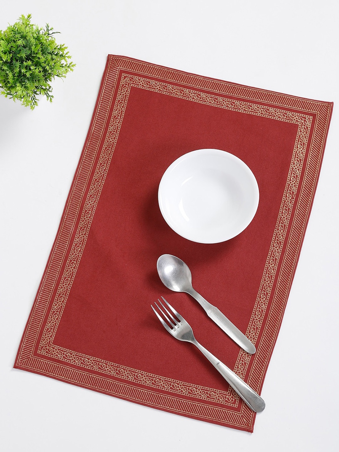 

Fabindia Red 6 Piece Printed Cotton Table Placemats