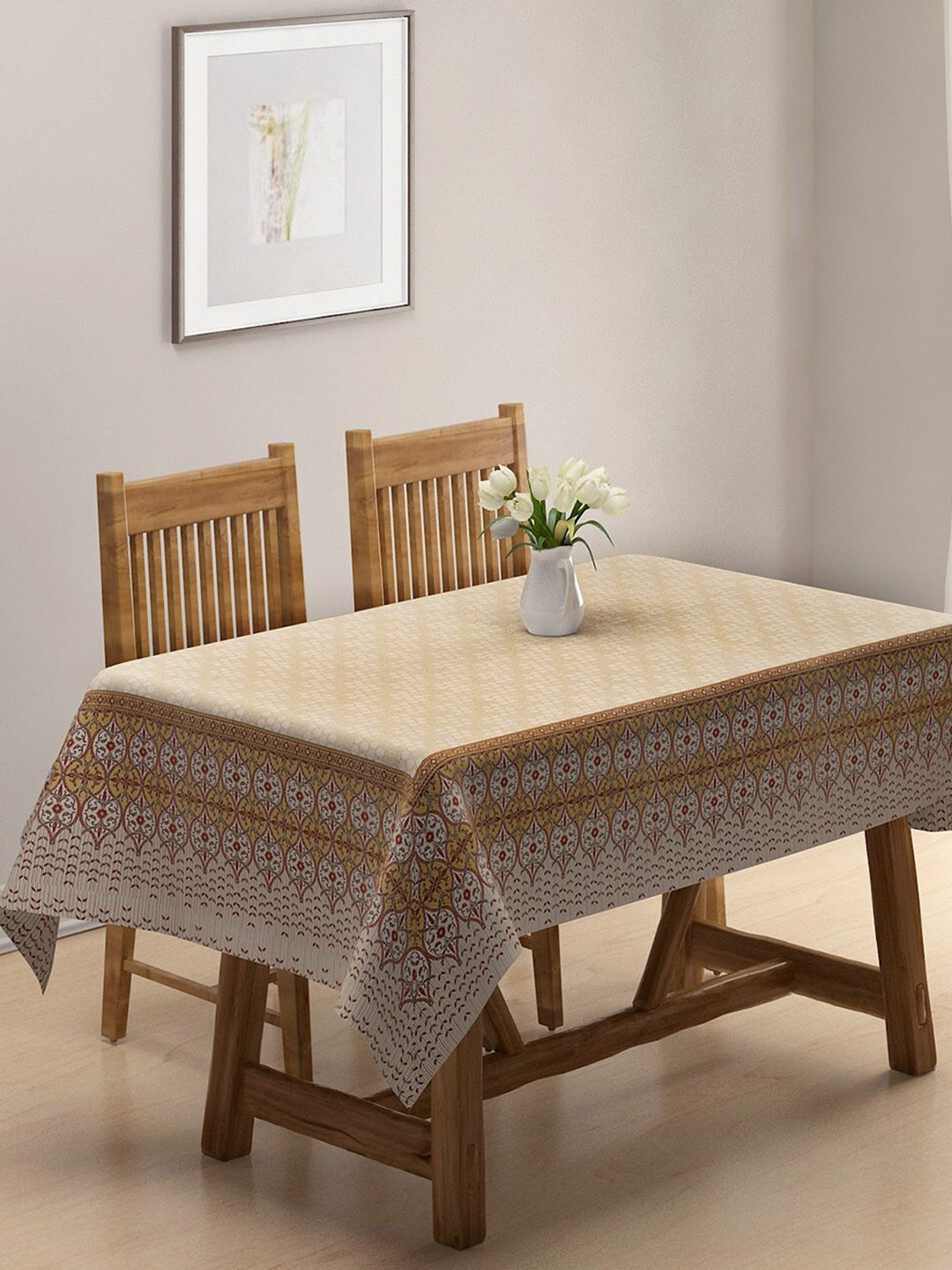 

Fabindia Miraya Cream 8 Seater Cotton Printed Table Cover