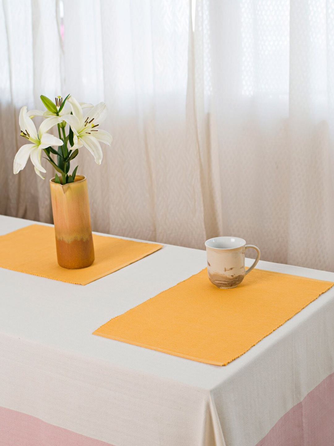 

Fabindia Yellow 4 Pieces Ribbed Cotton Table Placemats
