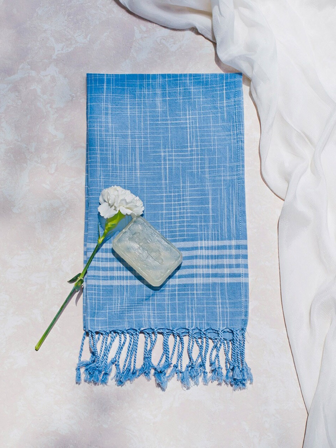 

Fabindia Zia Cotton Bath Towel, Blue