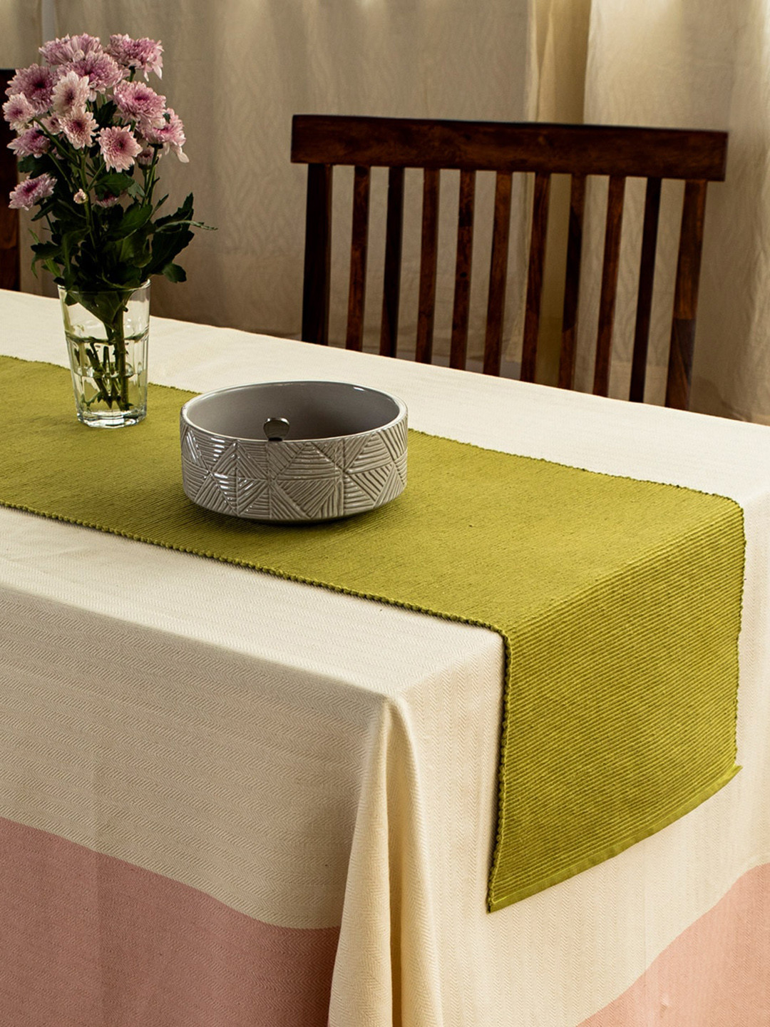 

Fabindia Green Woven Prithi Cotton Table Runner