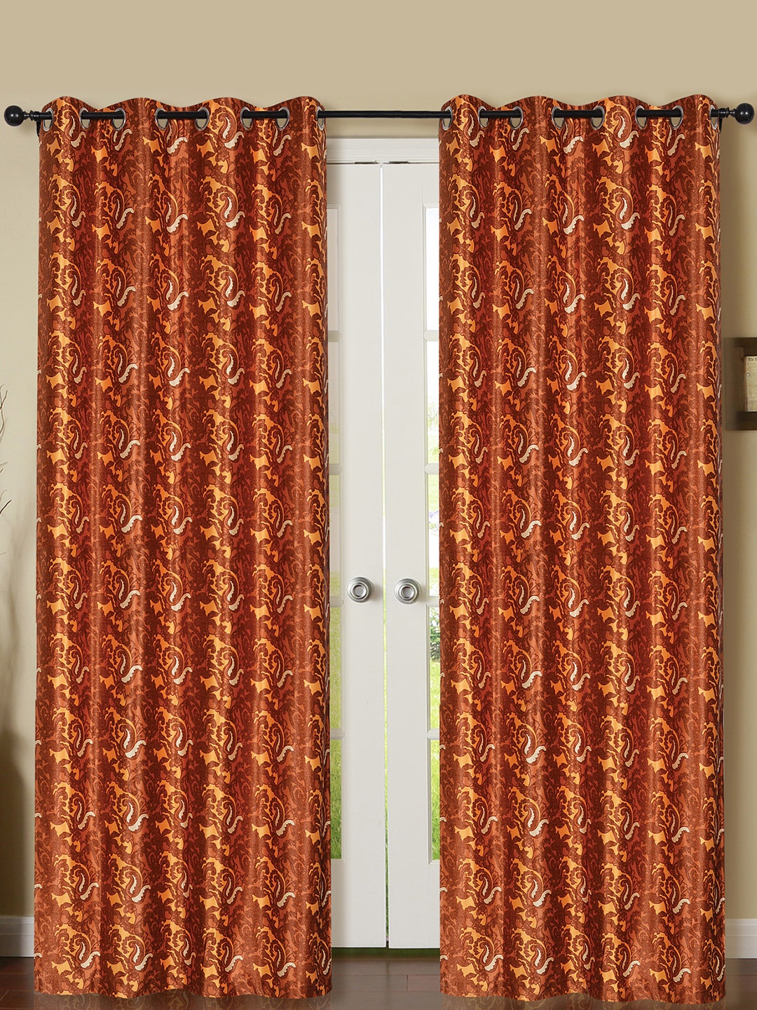 

Deco Window Orange & Orange Set of 2 Long Door Curtains