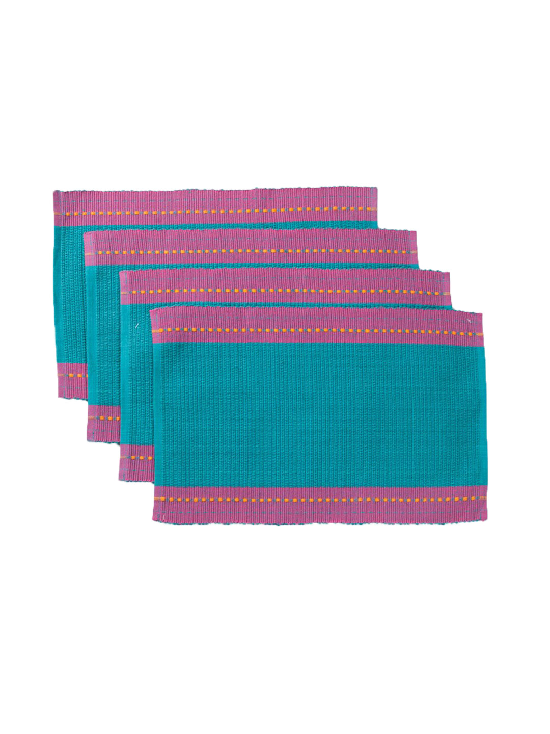 

Fabindia Teal 4 Pieces Colourblocked Rectangular Table Placemats