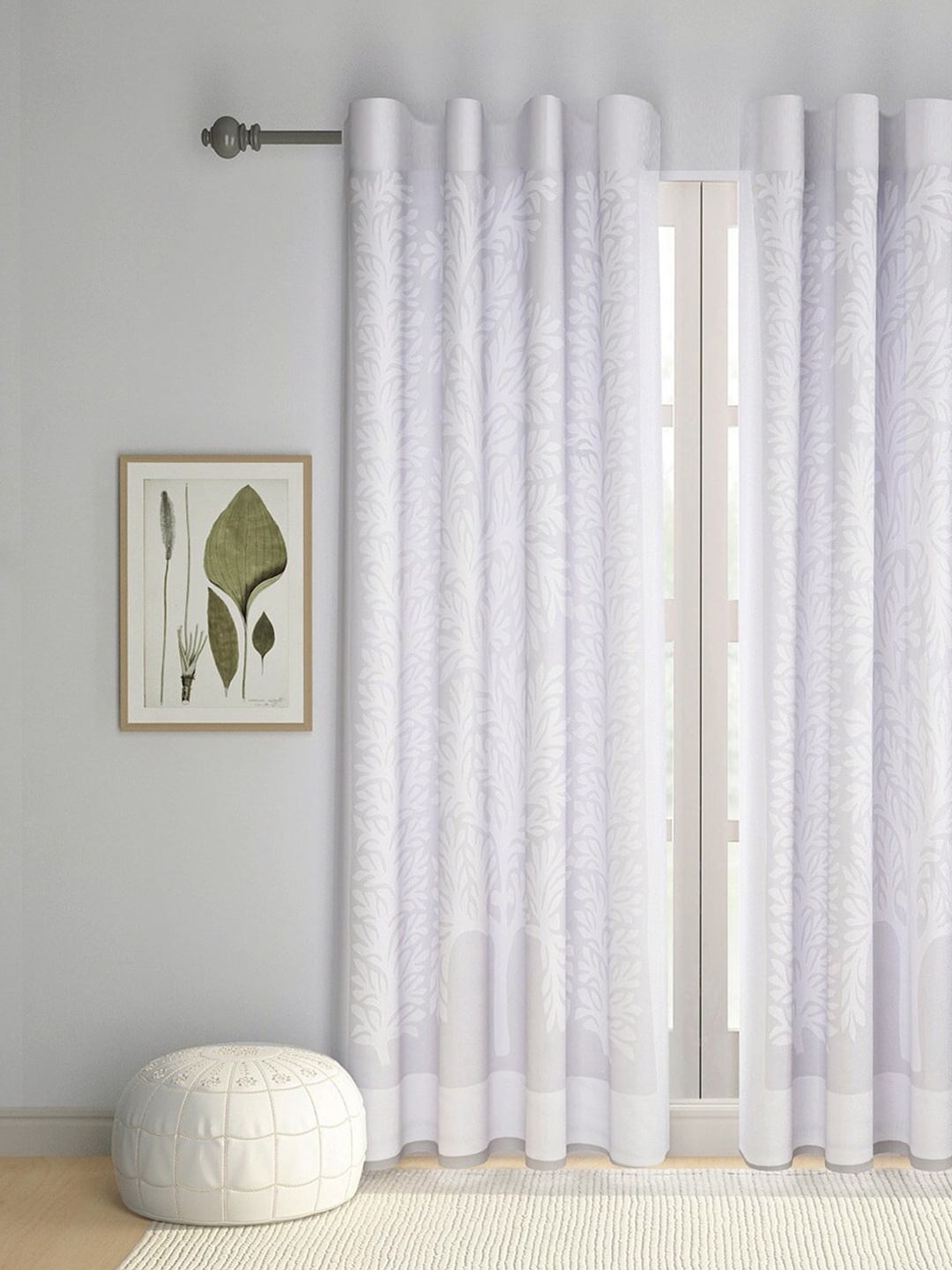 

Fabindia White Floral Sheer Cotton Window Curtain