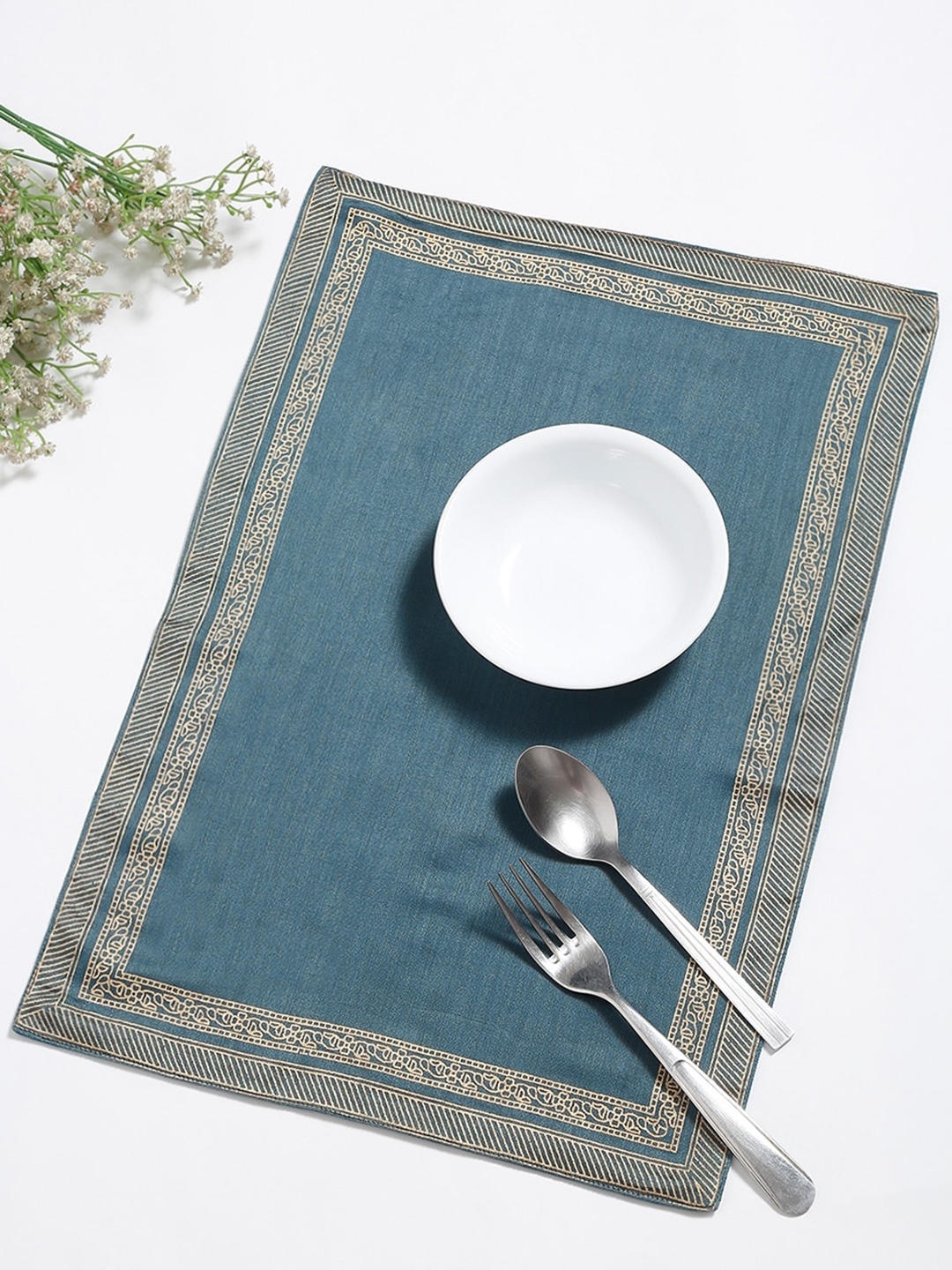 

Fabindia Teal 6 Pieces Printed Cotton Table Placemats