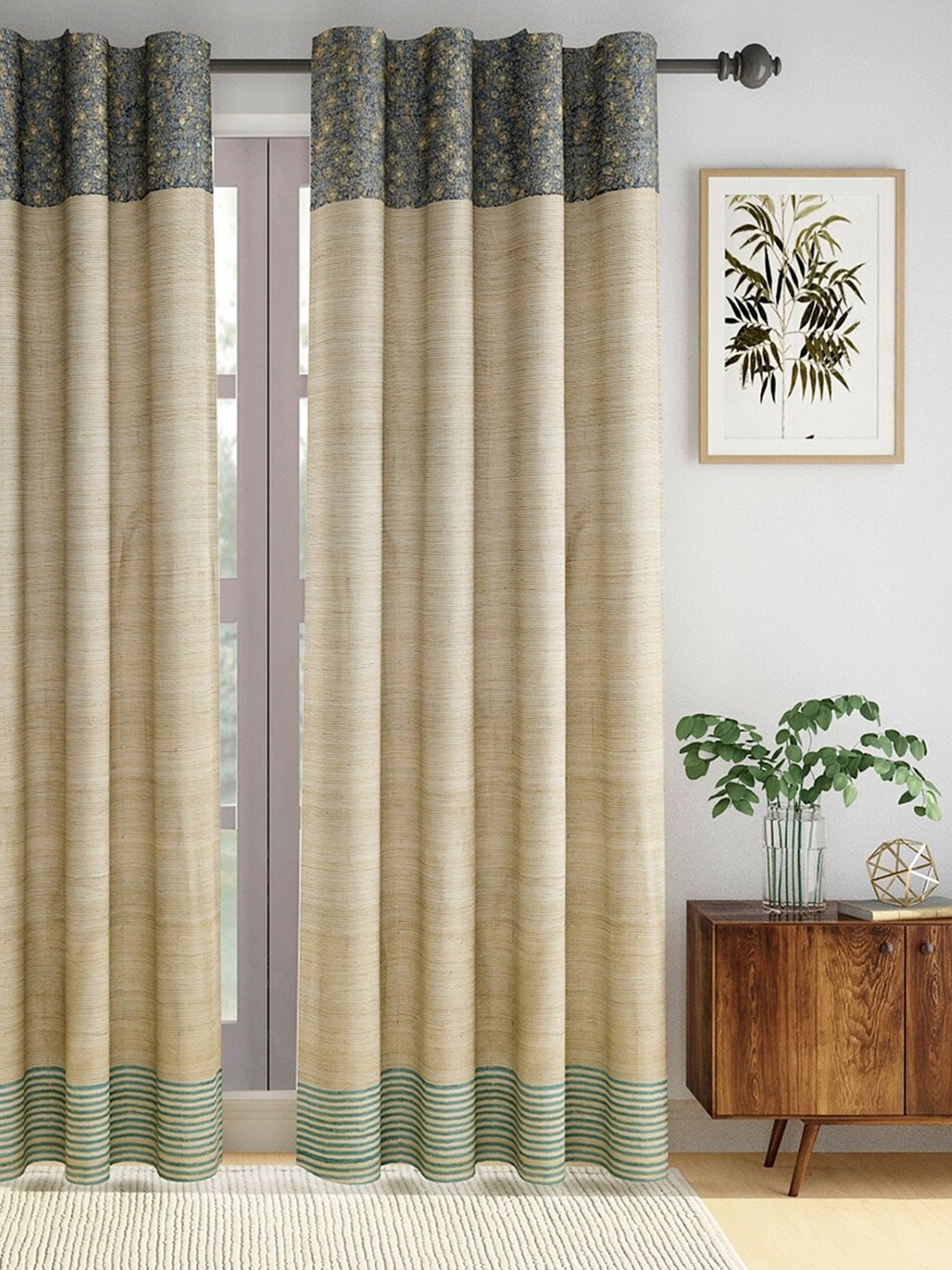 

Fabindia Blue & Brown Striped Silk Door Curtain