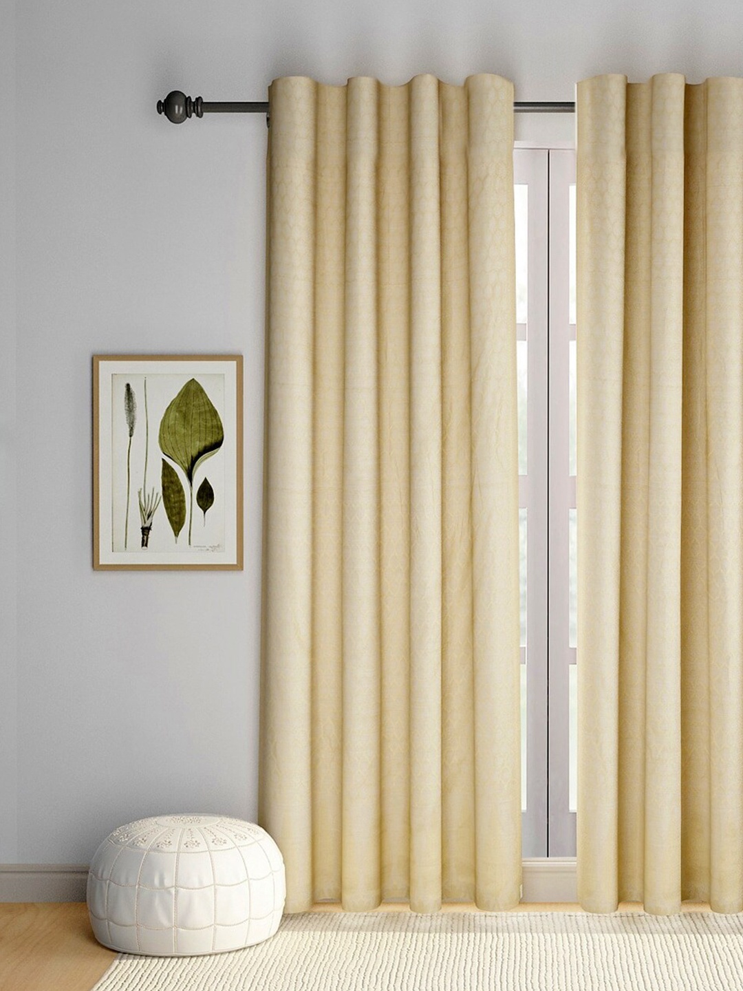 

Fabindia Beige Geometric Sheer Cotton Door Curtain
