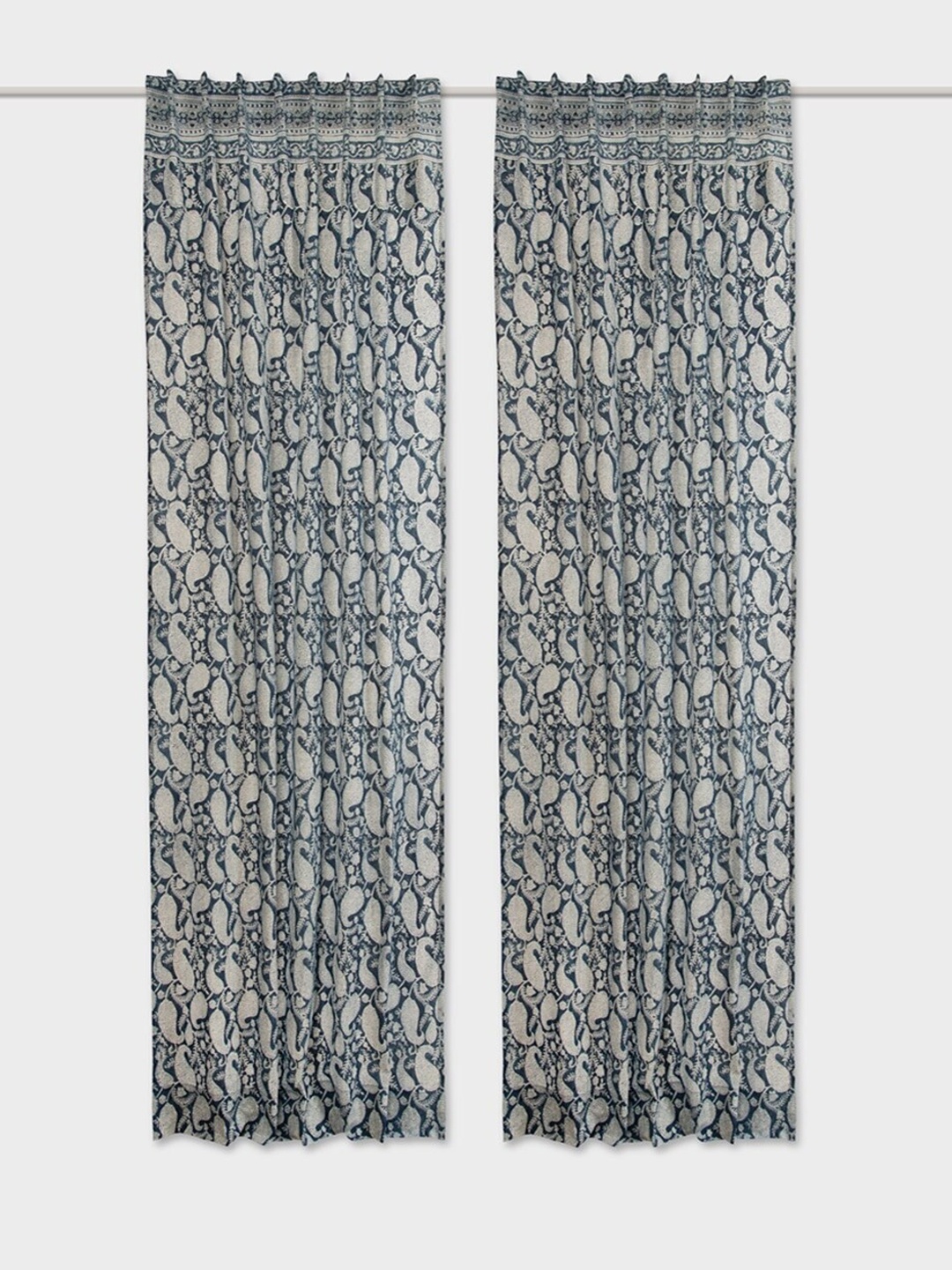 

Fabindia Blue & White Ethnic Motifs Cotton Door Curtain