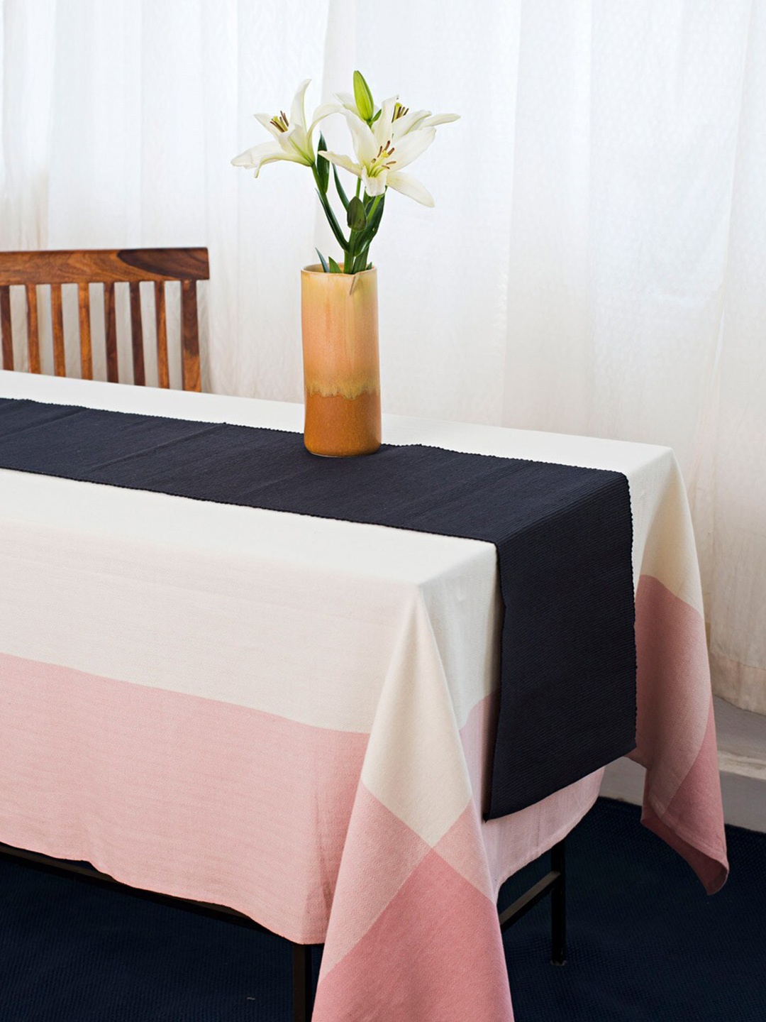 

Fabindia Black Striped Prithi Cotton Table Runner