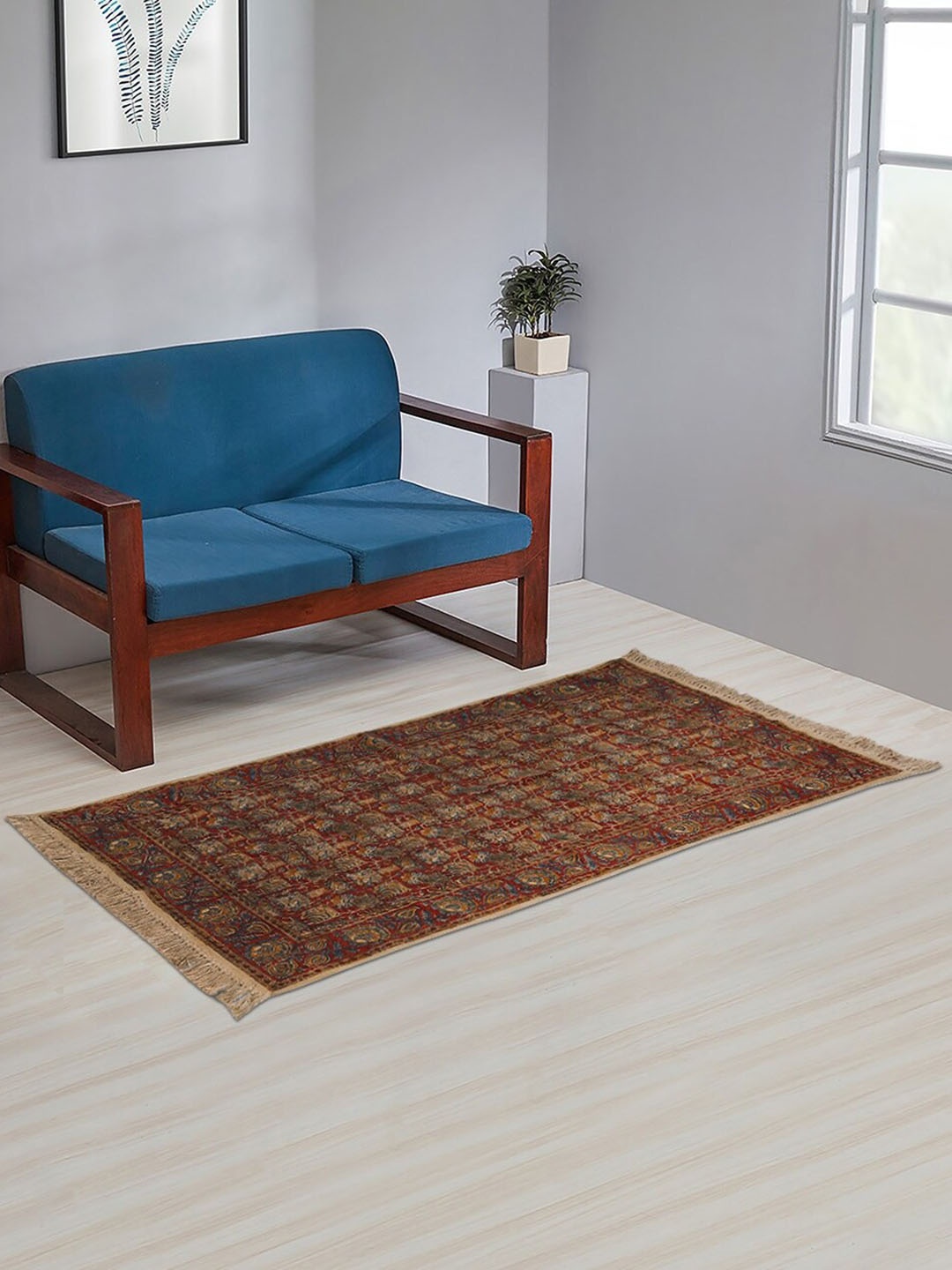 

Fabindia Red & Blue Kalamkari Printed Mehulika Cotton Floor Runner