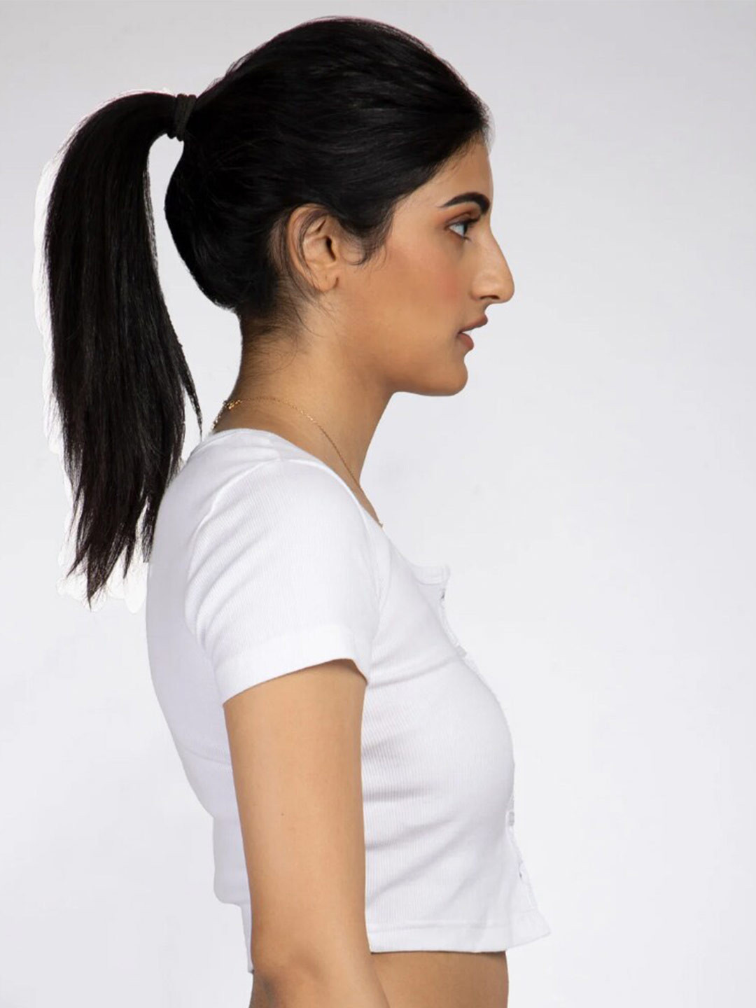 

Bonkers Corner White Round Neck Ribbed Cotton Crop Top