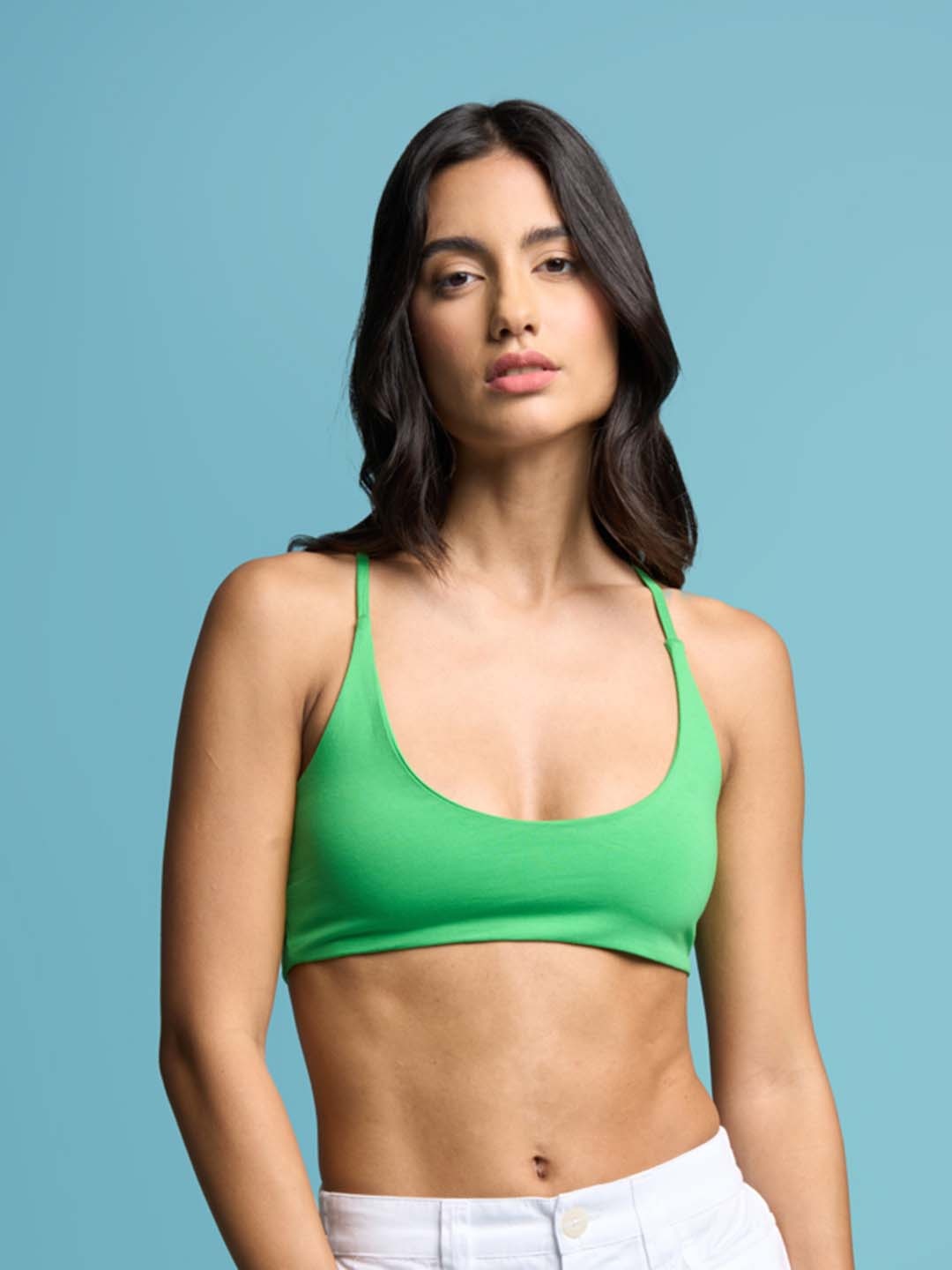 

Bonkers Corner Green Cotton Bralette Top