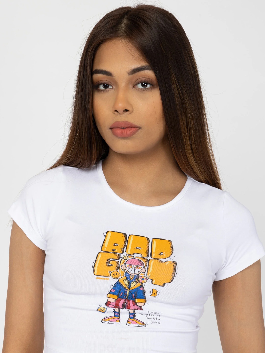 Bonkers Corner White Graphic Printed Slim-Fit Cotton T-Shirt