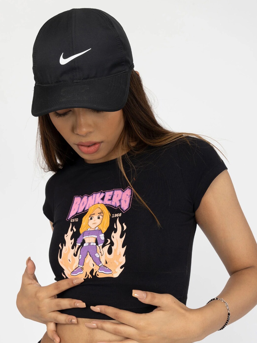 

Bonkers Corner Black Graphic Printed Cotton Crop Top