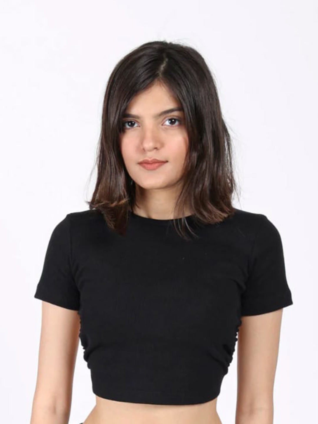 

Bonkers Corner Black Back Tie-Up Cotton Fitted Crop Top