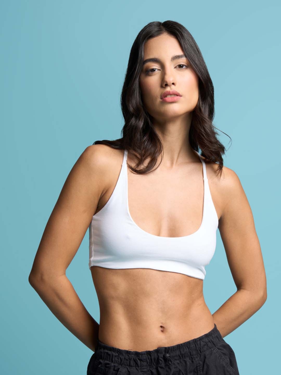 

Bonkers Corner White Halter Neck Cotton Bralette Top