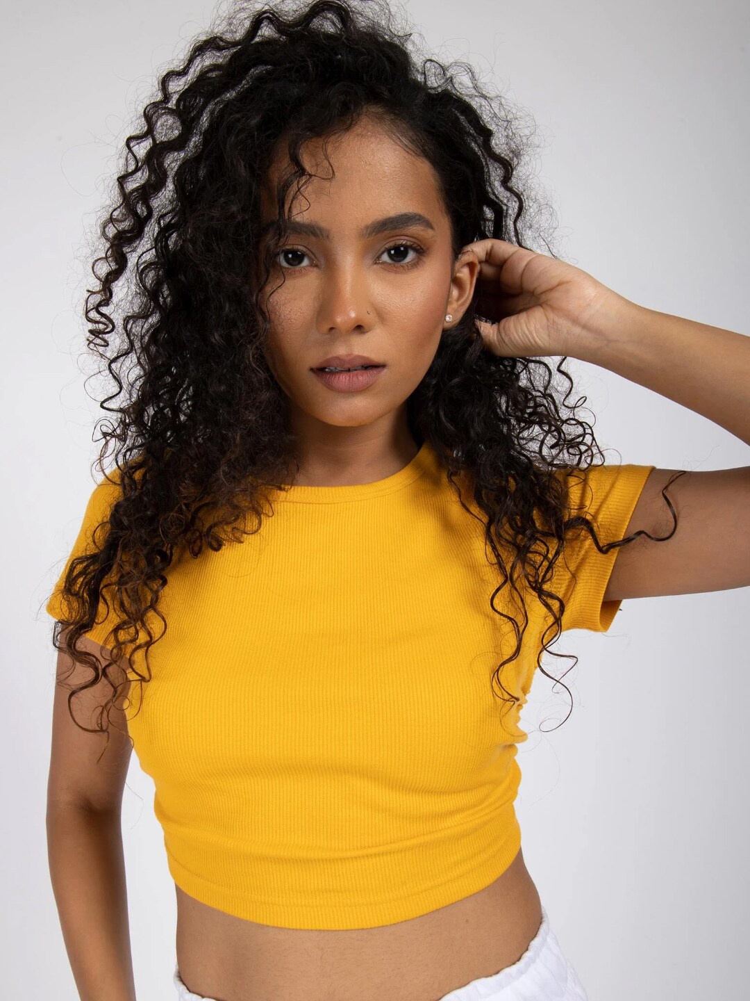 

Bonkers Corner Yellow Cotton Back Tie-Up Crop Top
