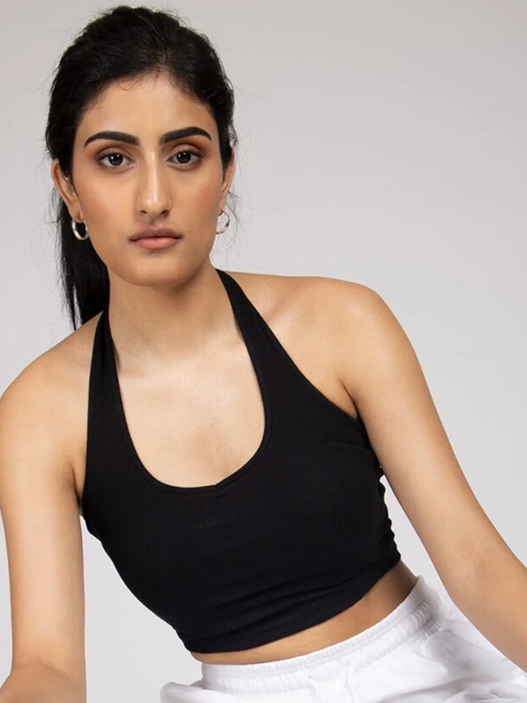

Bonkers Corner Black Halter Neck Cotton Crop Top