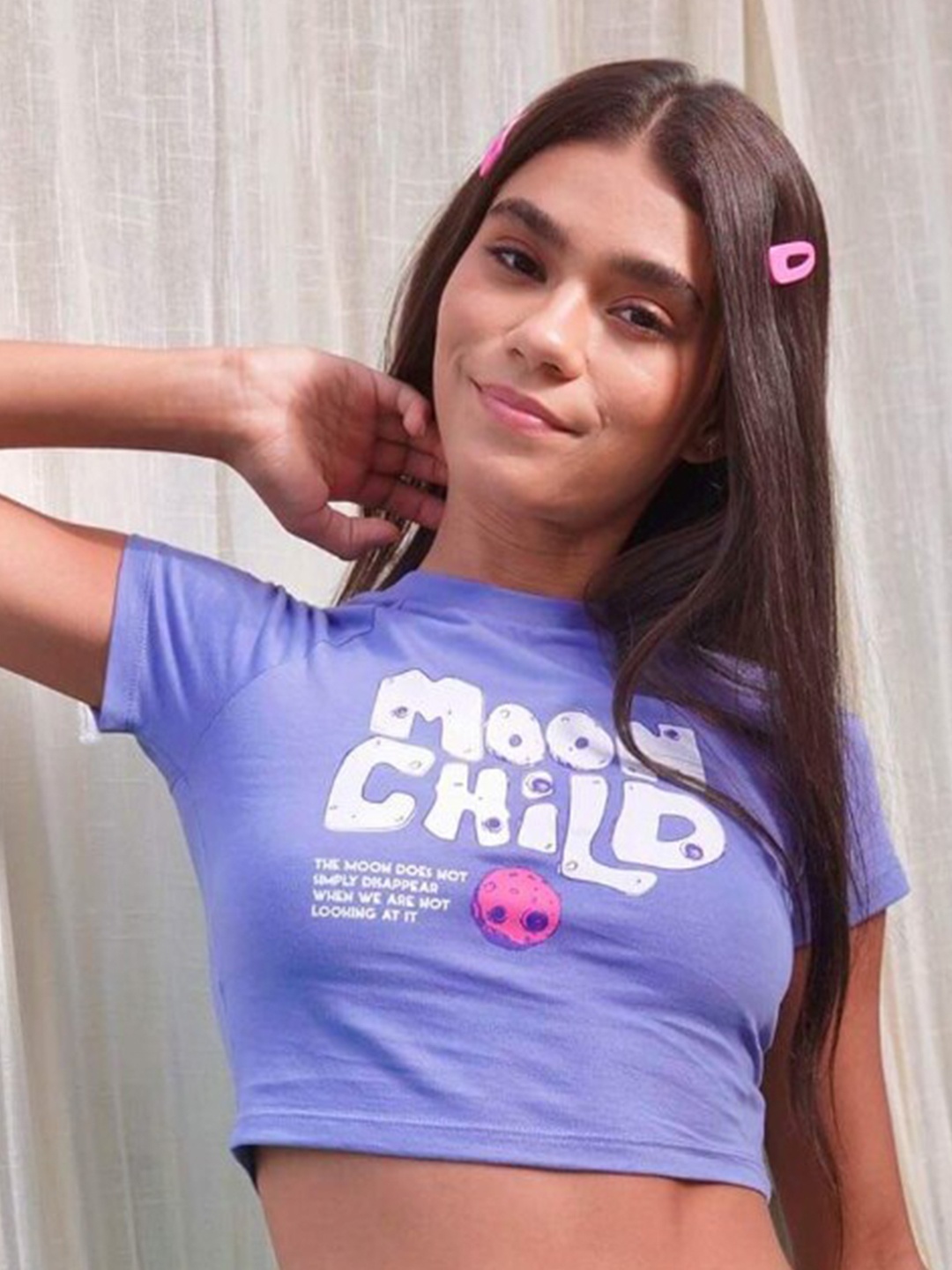 Bonkers Corner Blue Printed Cotton Crop Top