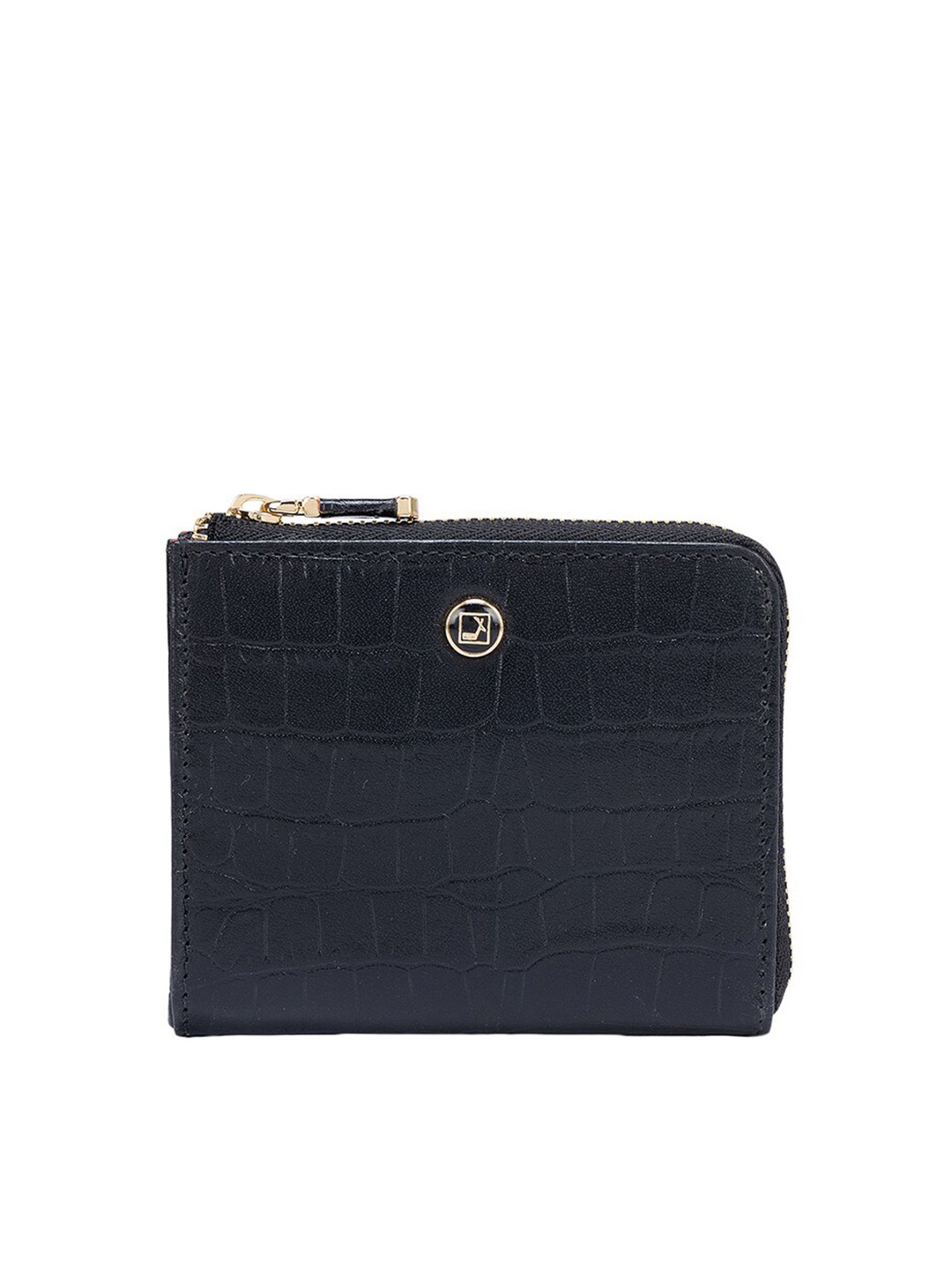 

Da Milano Textured Wrist Loop Leather Two Fold Wallet, Black