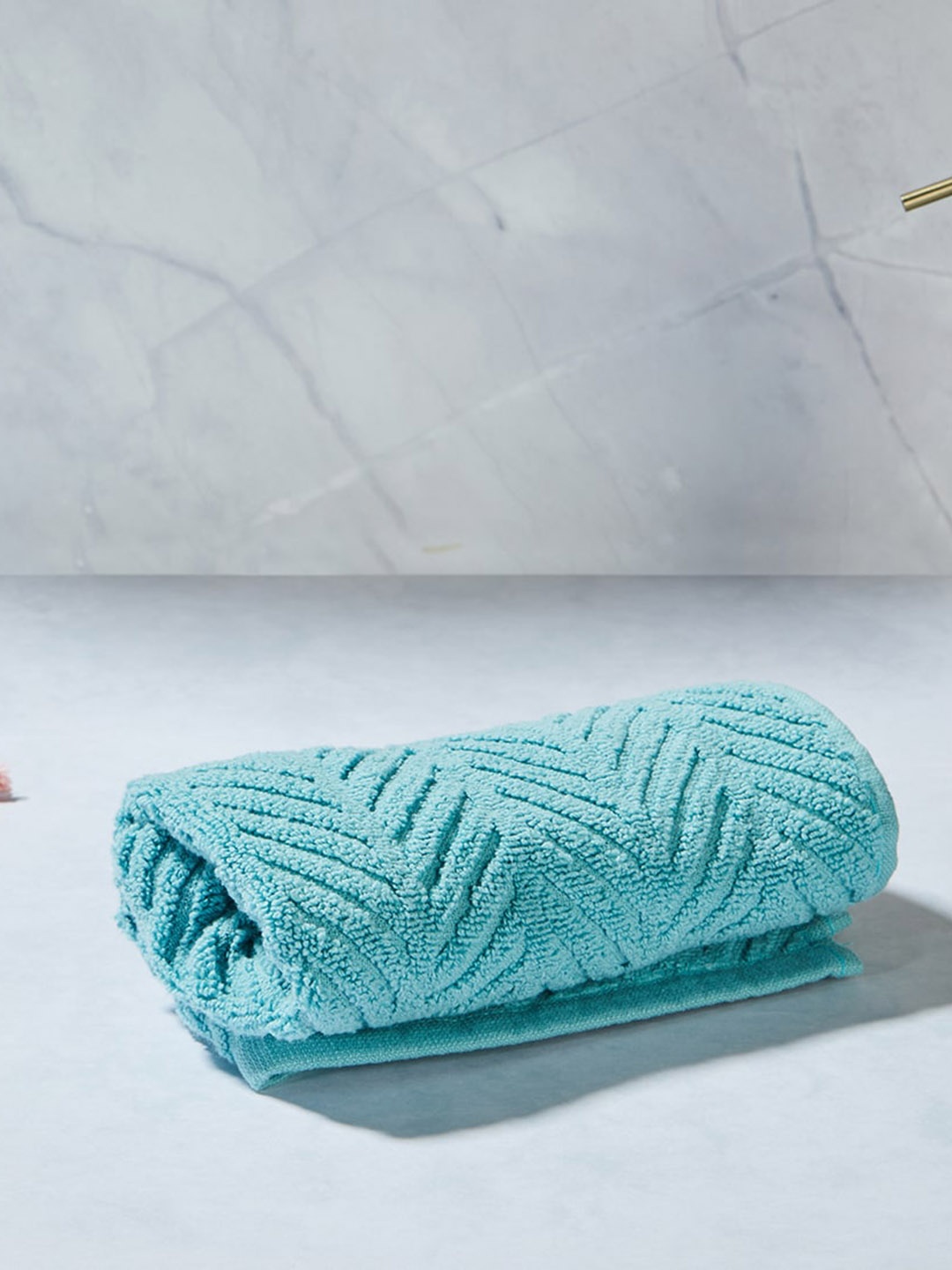 

Fabindia Blue Self Design Cotton 450 GSM Bath Towel