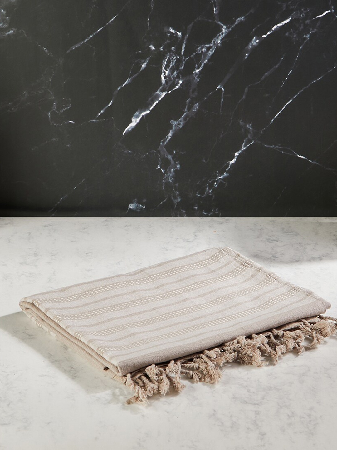 

Fabindia Beige Shiraz Striped Cotton Large Bath Towel