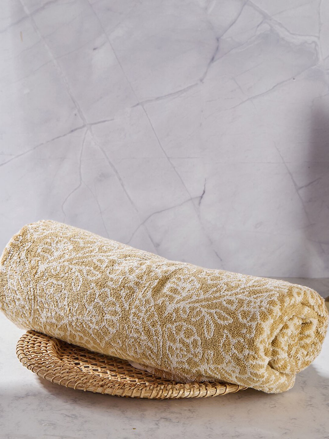 

Fabindia Beige Printed 550 GSM Cotton Large Bath Towel