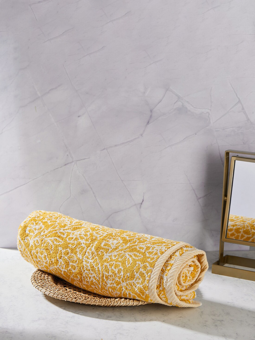 

Fabindia Kya Yellow Printed Cotton Bath Towel