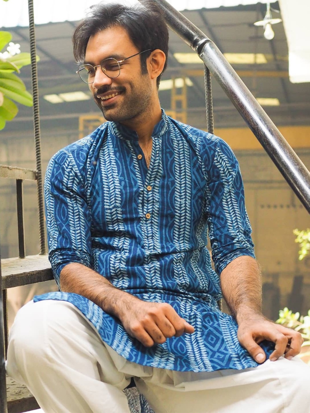 

Aashima Wahal Ethnic Motifs Printed Cotton Kurta, Blue