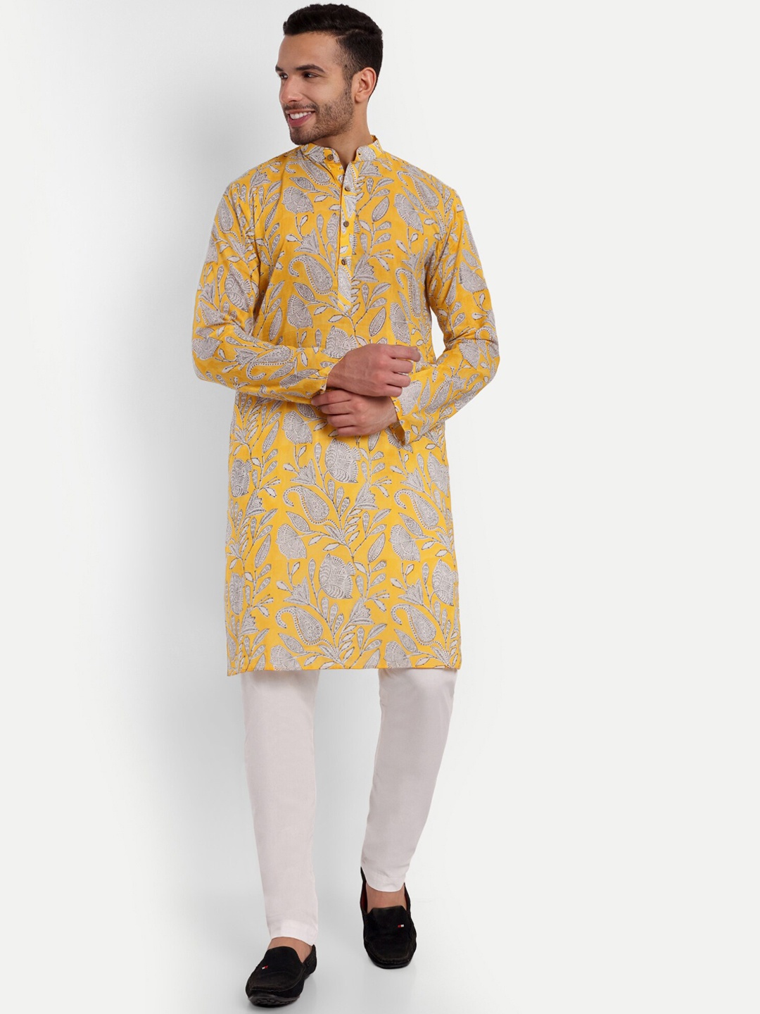 

Aashima Wahal Floral Block Printed Cotton Kurta, Yellow