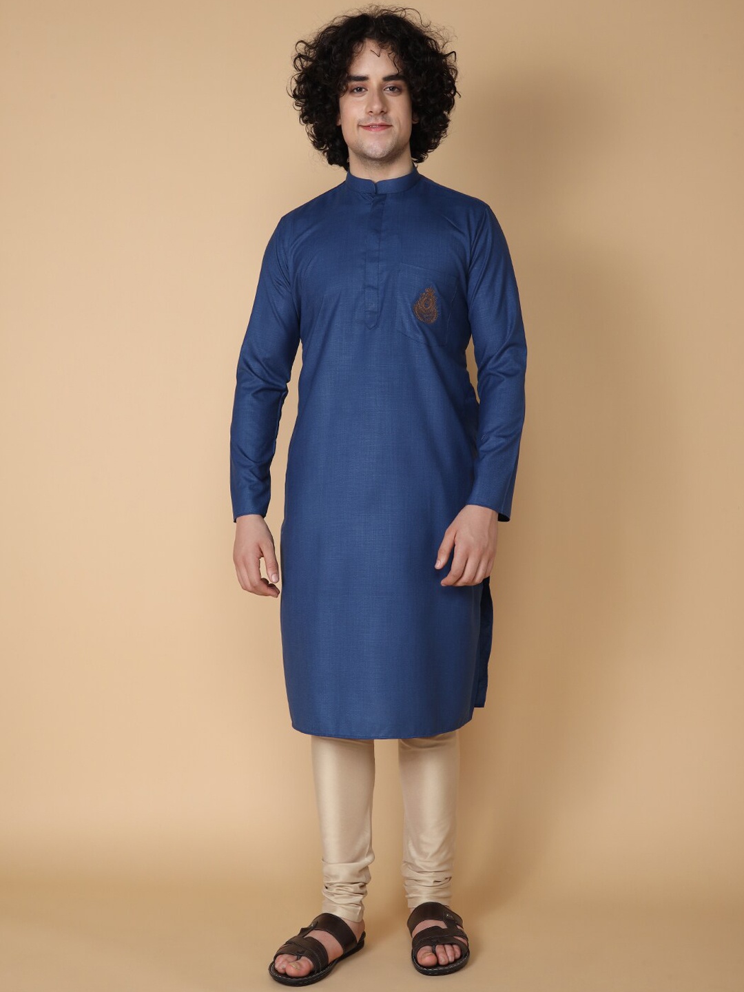 

TABARD Mandarin Collar Straight Kurta, Blue