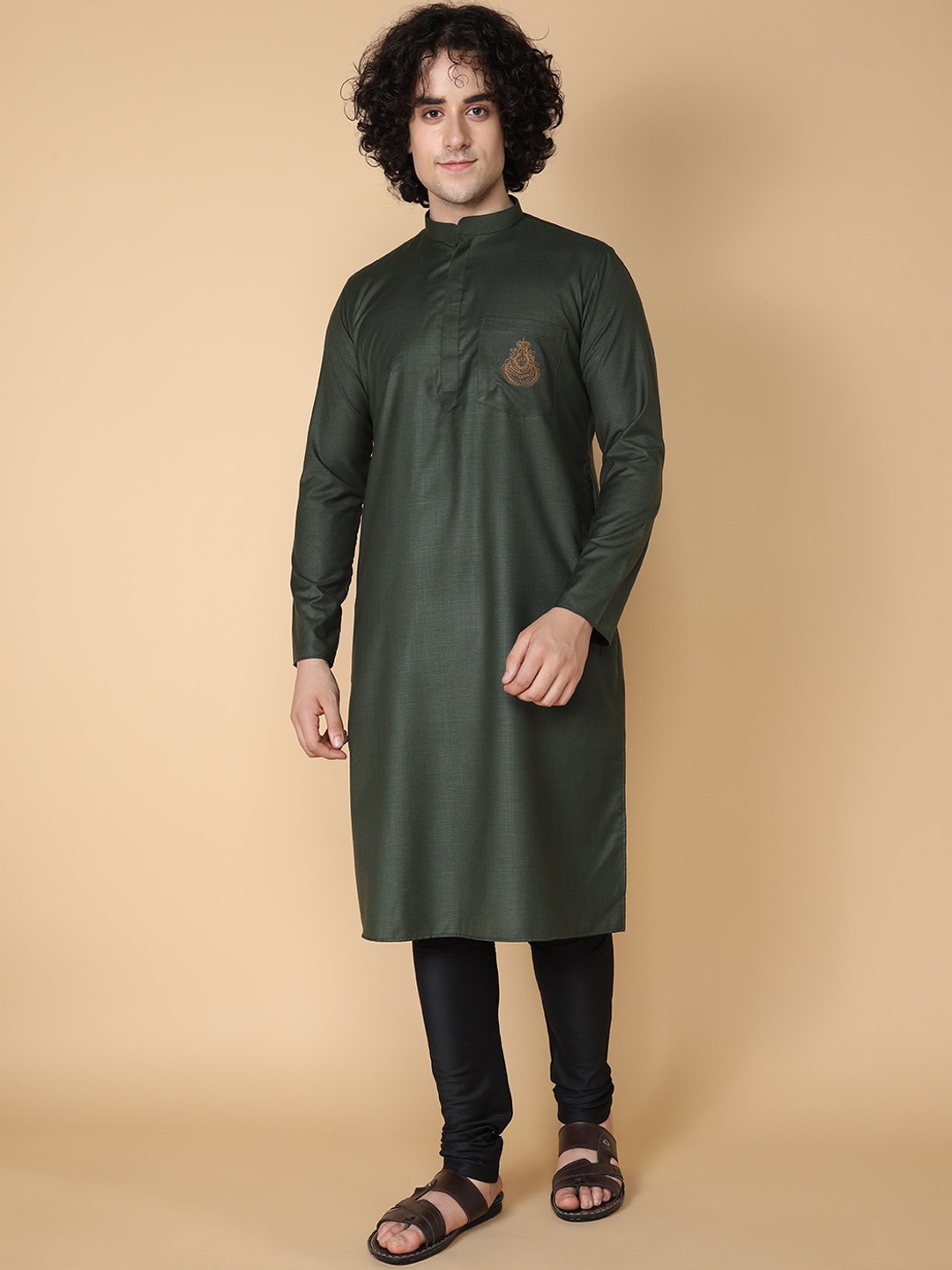 

TABARD Mandarin Collar Straight Kurta, Green