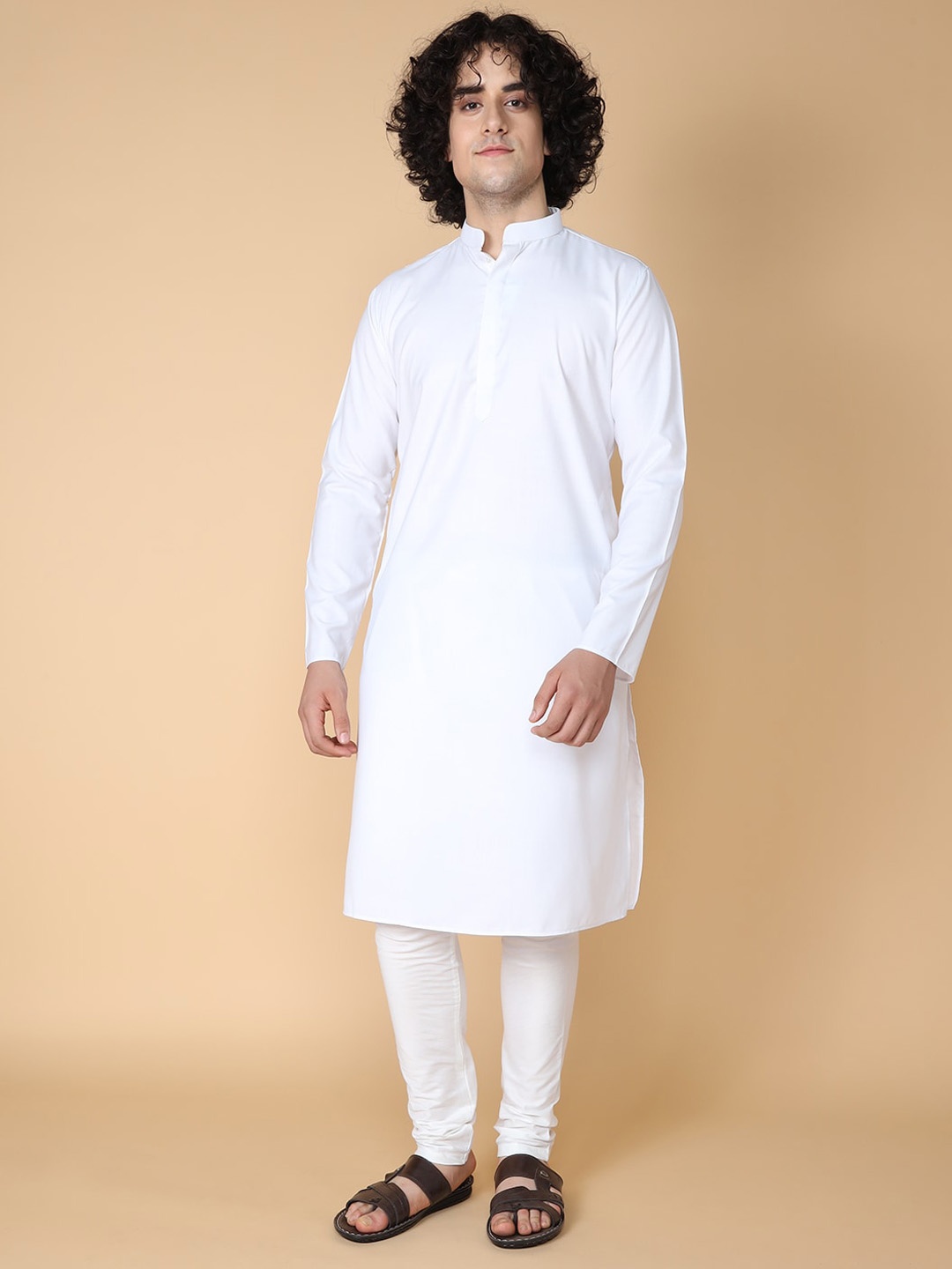 

TABARD Men Cotton Mandarin Collar Kurta, White