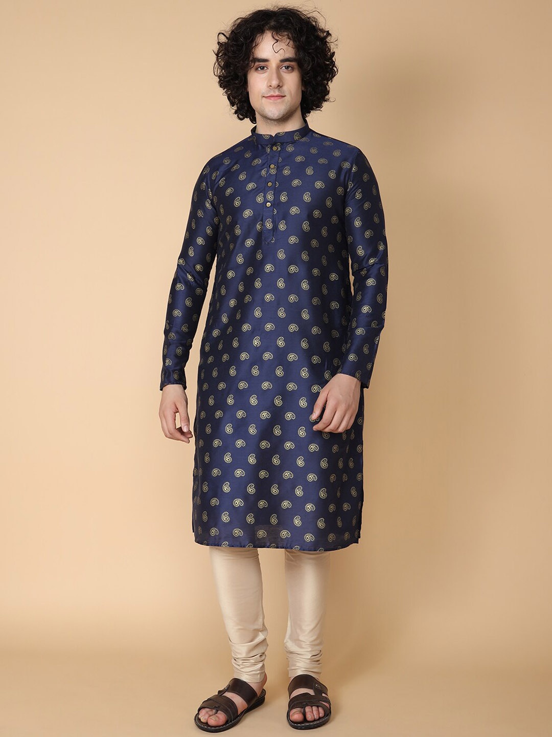 

TABARD Men Ethnic Motifs Cotton Kurta, Blue